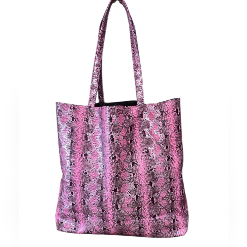 Saks Fifth Avenue Pink Snakeskin Print ToteSaks Fifth Avenue Pink Snakeskin Tote - Picture 2 of 5